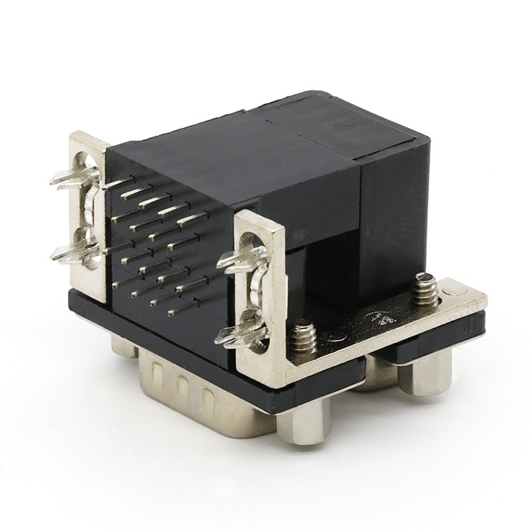 90Degree Through Hole D-SUB 9P Male To D-SUB 9P Male Connector with Screw