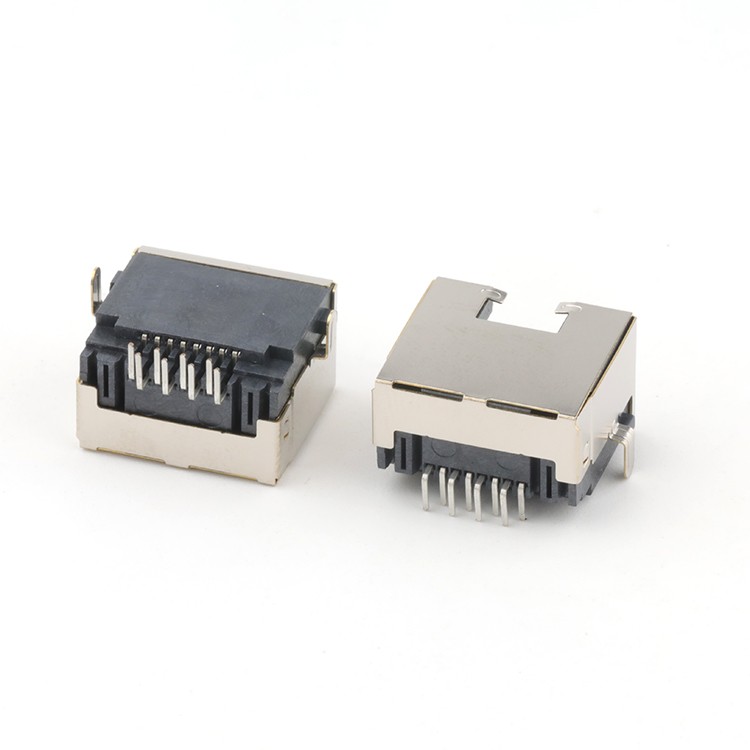 Mid Mount 8.8MM RJ45 Female Connector Dip Type Right Angle RJ45 Connector