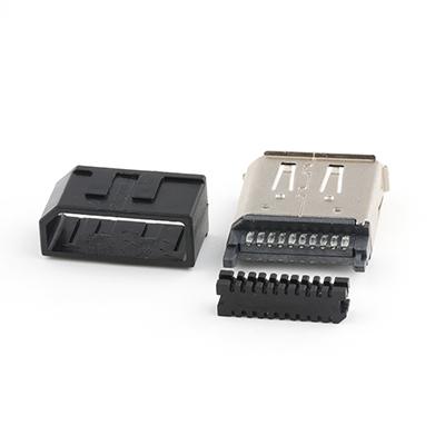 Wire Soldering Type DisplayPort 20P Female Connector with Plastic Cover