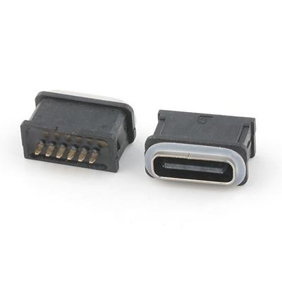 Mid Mount Dip Type 6Pin USB C Female Connector IP68 Waterproof USB C Connector