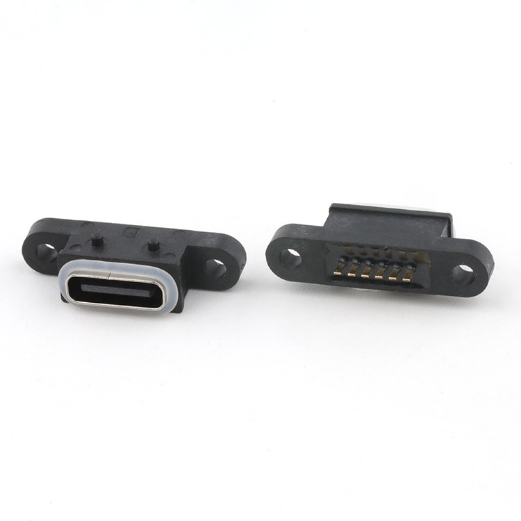 Vertical Type IP68 Waterproof 6P USB C Female Dip Connector
