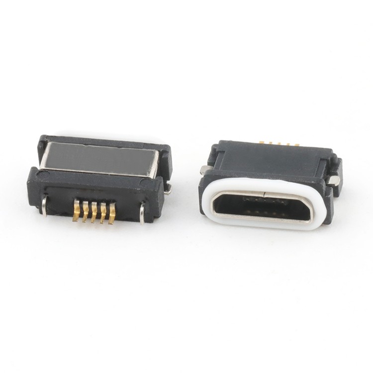 Mid Mount SMT Type IP68 Waterproof Micro USB 2.0 5Pin B Female Connector