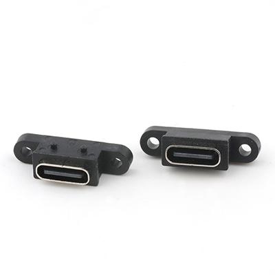 Vertical IP68 Waterproof USB C Type 2Pin Female Socket Connector For Wire Soldering