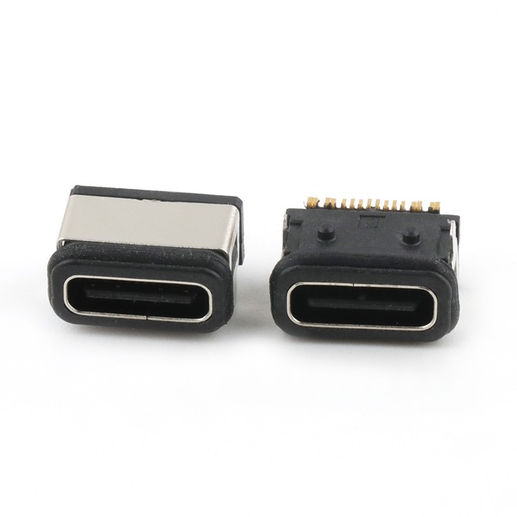 Surface Mount 180Degree IP68 Waterproof USB C Type 16Pin Female Connector