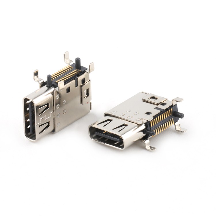 High Frequency 40G Upright Type 24Pin USB4.0 Type C 24Pin Female Receptacle Connector