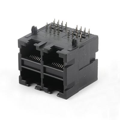 2X2 Port RJ45 Female PCB Ethernet Connector Right Angle RJ45 Female Connector