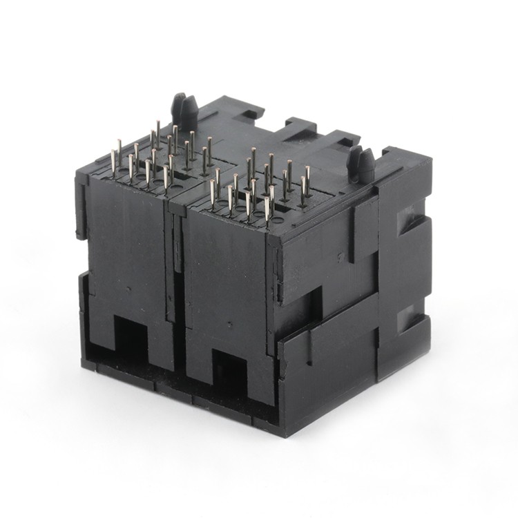 2X2 Port RJ45 Female PCB Ethernet Connector Right Angle RJ45 Female Connector