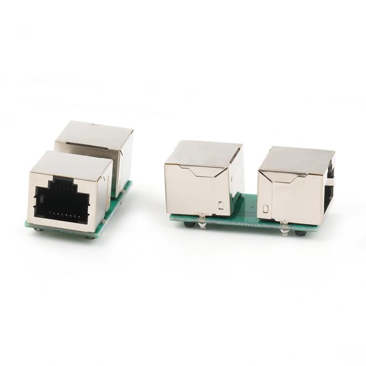 Dual Port RJ45 8P8C Female To RJ45 Female Network PCB Adapter