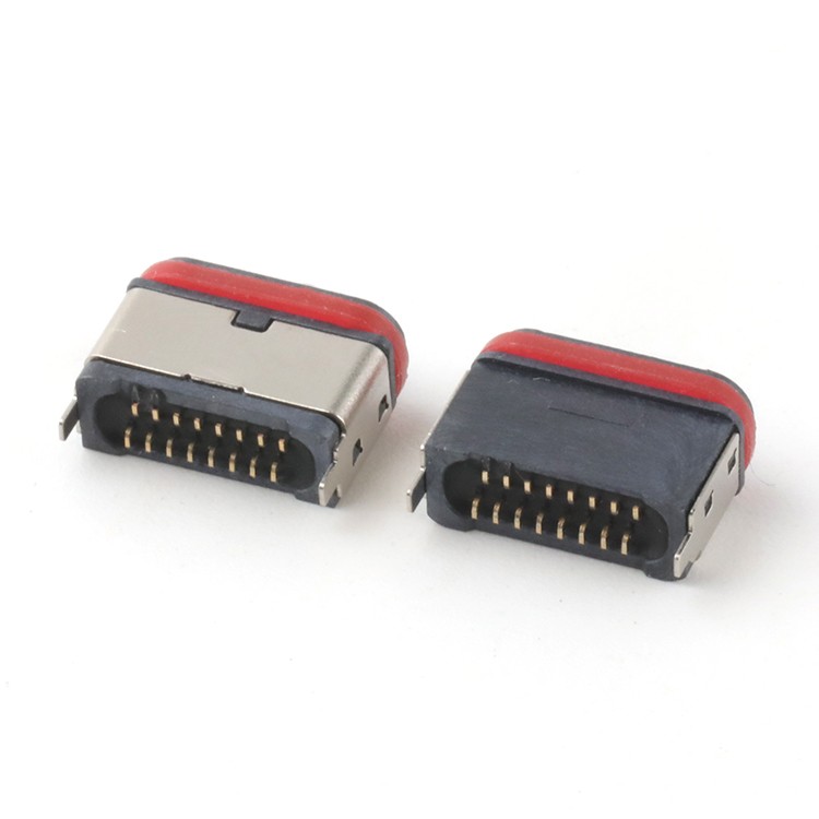 Waterproof USB Connector  Vertical SMT Type IP67 Waterproof 16P USB C Female Connector