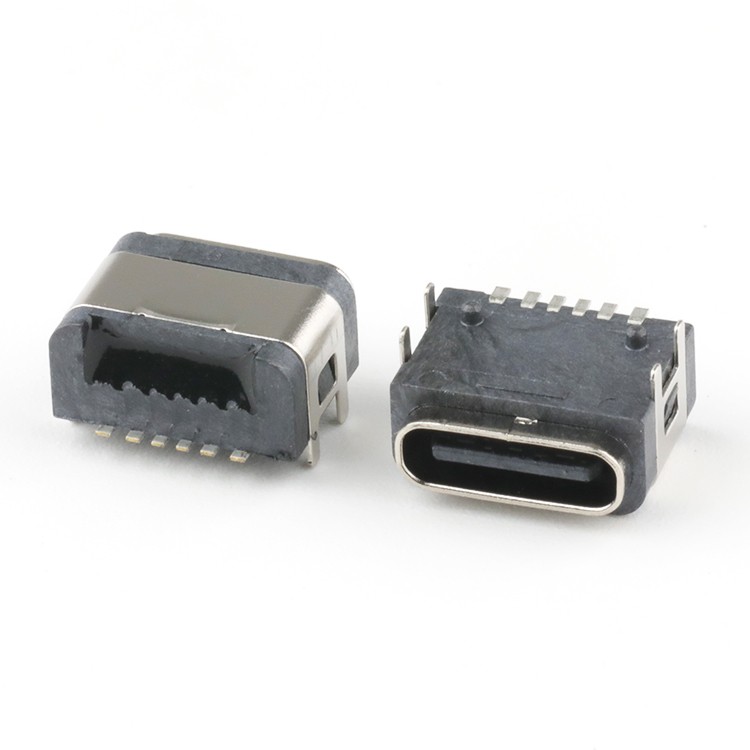 IP67 Waterproof 6Pin Type C USB Female Socket Vertical Connector 180 Degree - 副本