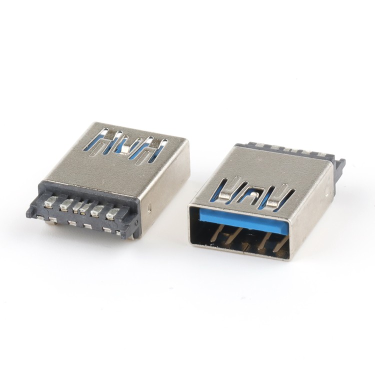 Nickel Plating USB A Female Connector Vertical USB 3.0 A Type Female Socket Connector