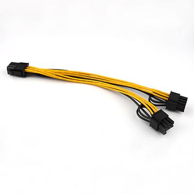 Dual 8 (6+2) Pin PCIE to EPS CPU 12V 6 Pin Power Supply Cable 18AWG 20CM Extension Cable
