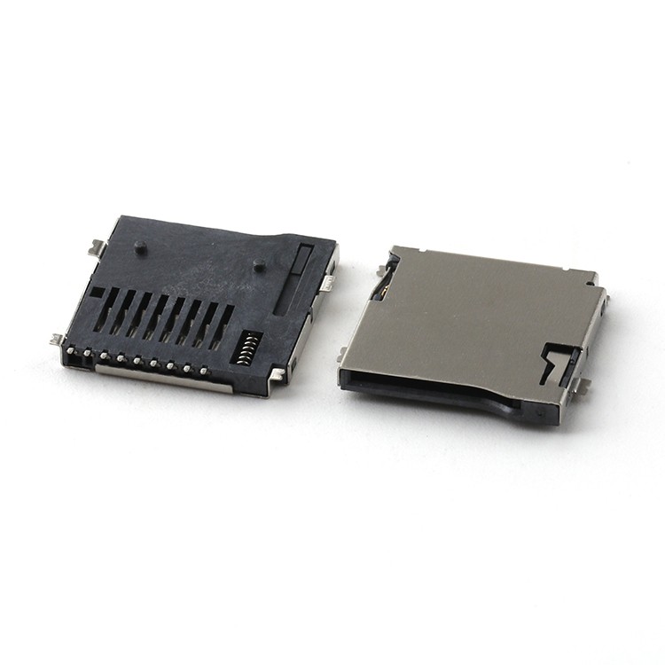 Nickel Plated 9Pin TF Card Connector SMT Type Micro SD Card Holder Connector