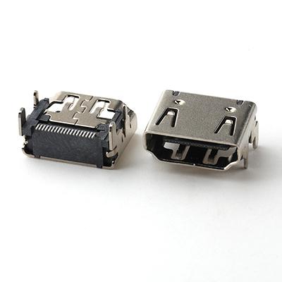 Gold Plated HD-MI Compatible Type A Female Connector 19Pin SMT Vertical HD Female Connector