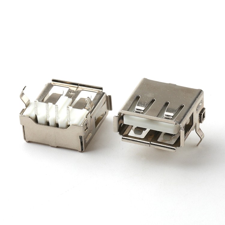 USB 2.0 Female Connector 90Degree DIP 4Pin USB Type A Female PCB Connector with Flange