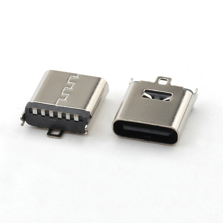 Vertical SMT USB C 6Pin Female Connector L=11.21mm USB Type-C Female Socket Connector