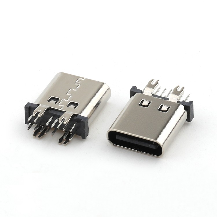 Vertical Dip USB 3.1 C Female Connector 180 Degree 14P ,L=10.0mm USB C Female PCB Connector