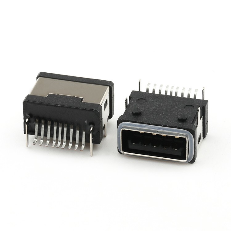 9Pin Top Mount Waterproof USB 3.0 A Female Connector IPX7 SMT Type Waterproof USB A Connector