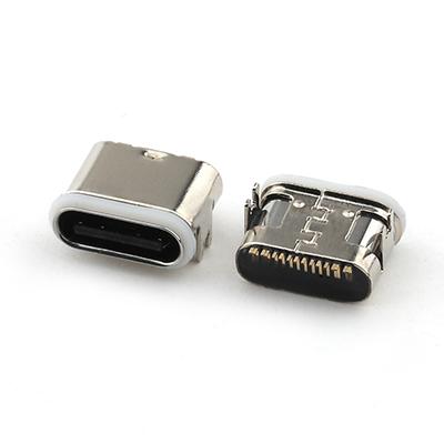 IPX7 Waterproof USB C Connector Mid Mount 1.4mm SMT Type USB C 16Pin Female Connector