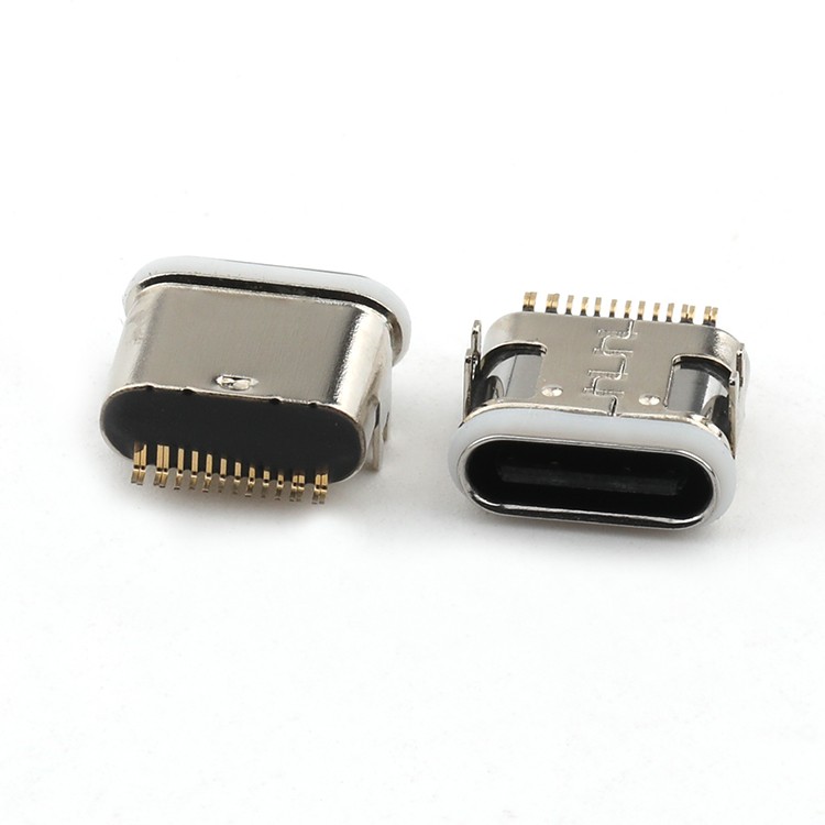 IPX7 Waterproof USB C Connector Mid Mount 1.4mm SMT Type USB C 16Pin Female Connector