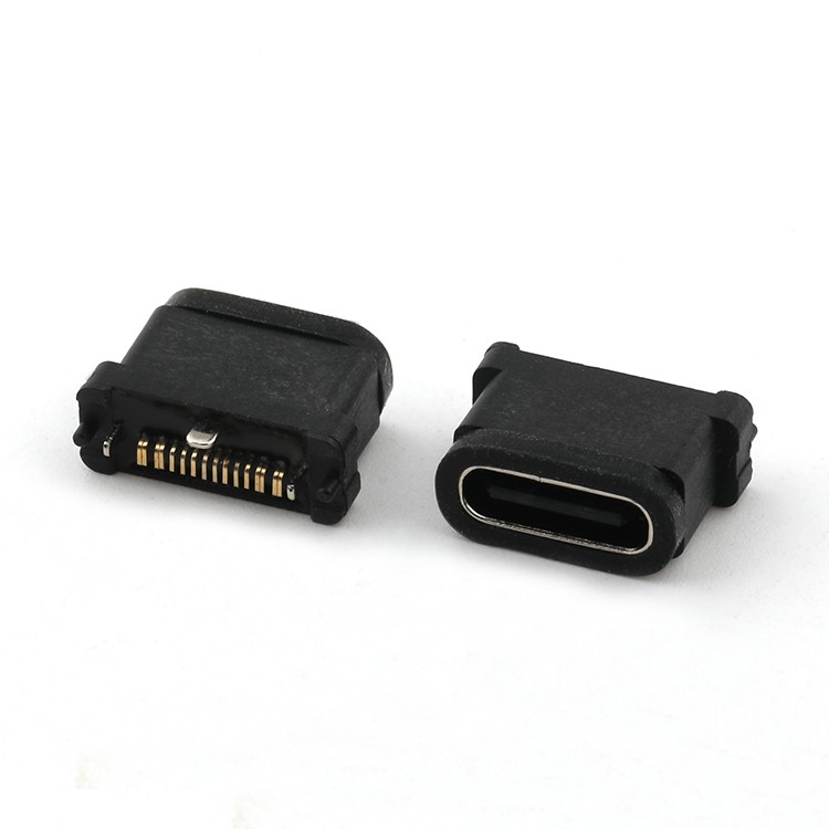 16Pin Waterproof USB C Female Connector IPX8 Vertical SMT Type USB C PCB Connector