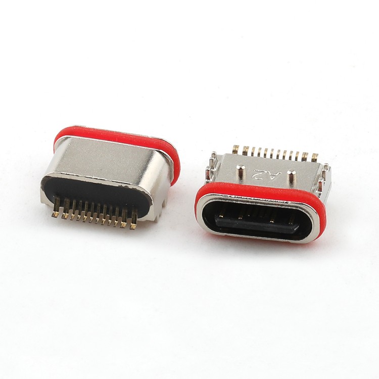 Waterproof USB C PCB Connector Rated IPX7 16Pin SMT Type USB Waterproof Female Connector
