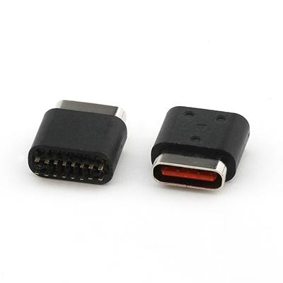 Vertical Waterproof USB C Female Connector IP67 USB C 16Pin Female Dip Type PCB Connector