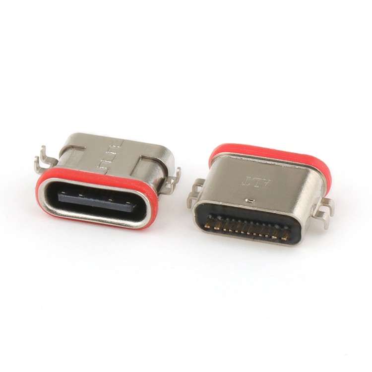 IPX7 Waterproof USB Type C 16Pin Female Socket Connector Mid Mount 1.6MM USB C Connector