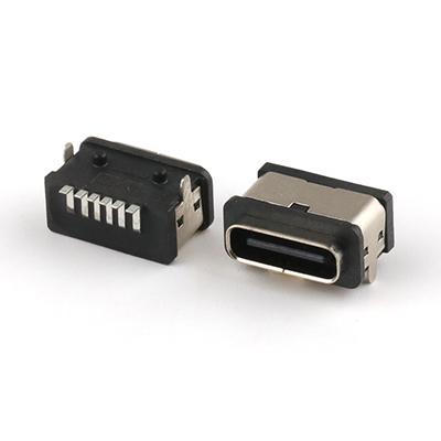 IP67 Waterproof USB C Female Connector L7.35mm USB C 6Pin SMT Connector