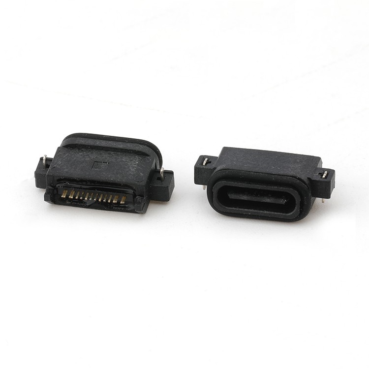 Waterproof USB Type C 16Pin Female Connector Mid Mount SMT Type USB C Socket Connector