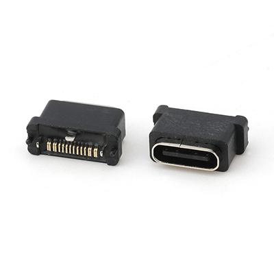 Vertical Waterproof USB C 16Pin Female Connector IPX7 SMT Type USB C Connector
