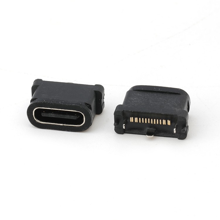 Vertical Waterproof USB C 16Pin Female Connector IPX7 SMT Type USB C Connector