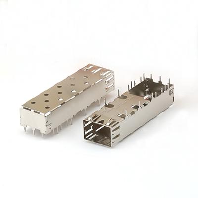 SUS Shell SFP Fiber Optic Connectors Soldering Type 20pin Through Hole SFP Cage Connector