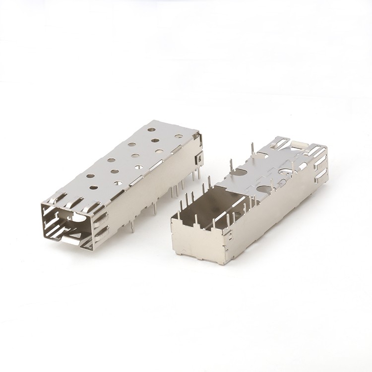 SUS Shell SFP Fiber Optic Connectors Soldering Type 20pin Through Hole SFP Cage Connector