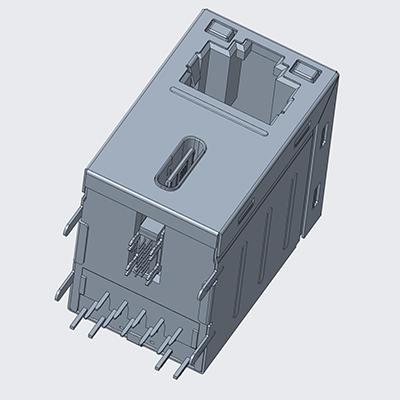 RJ45 with USB Type C 14Pin Female Connector Right Angle USB Type C+RJ45 Female Connector