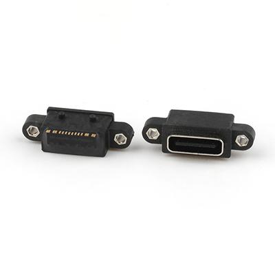 IP68 Waterproof USB C Female Connector 16Pin L6.85MM Vertical USB Type C Waterproof Connector