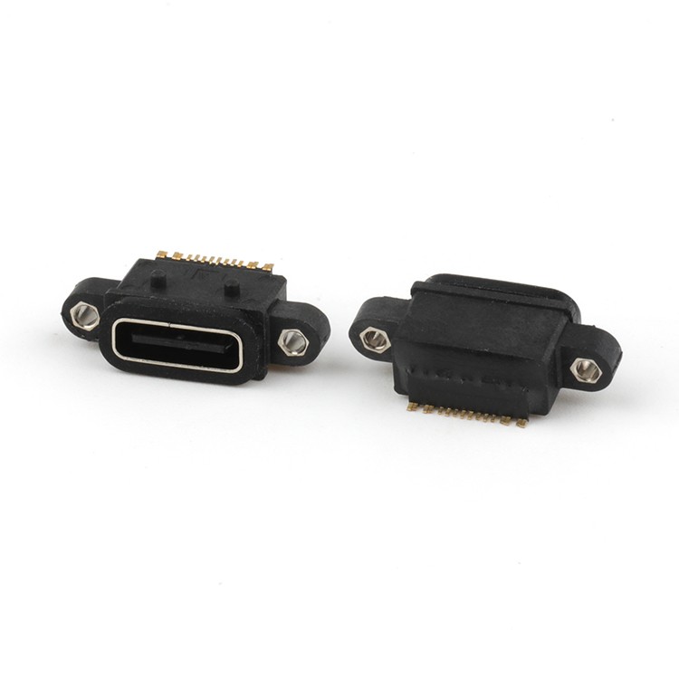 IP68 Waterproof USB C Female Connector 16Pin L6.85MM Vertical USB Type C Waterproof Connector