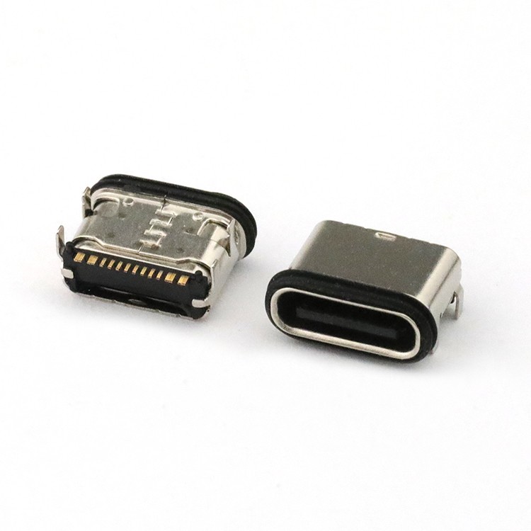 IP67 USB Waterproof Connector L7.35 Top Mount 16P USB-C Female PCB Connector