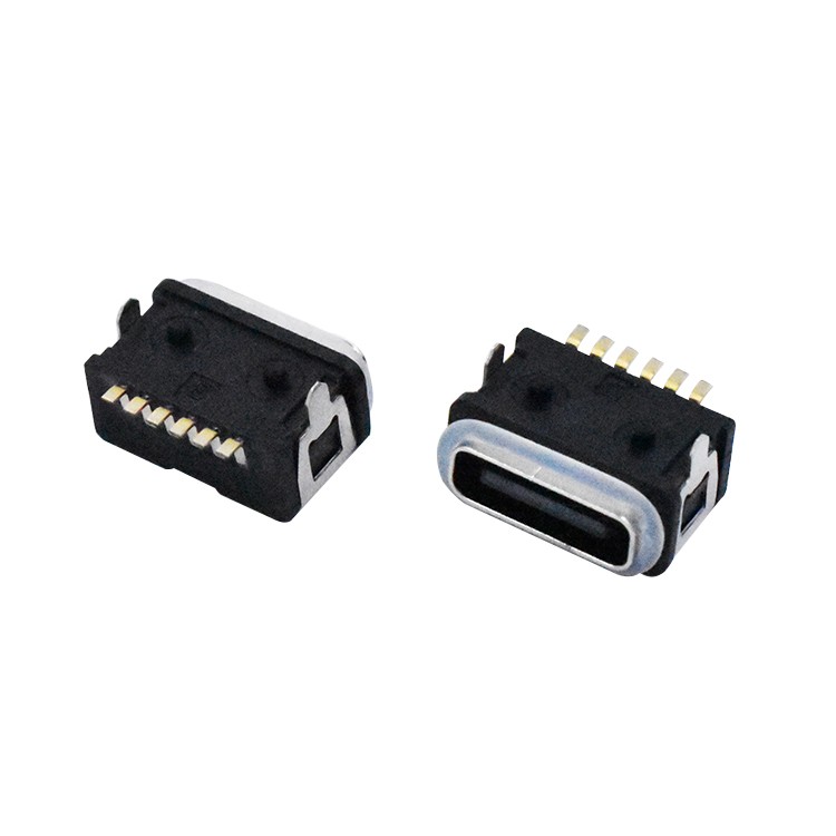 IP67 USB Type-C Connector SMT Type 6P Waterproof USB Female PCB Connector