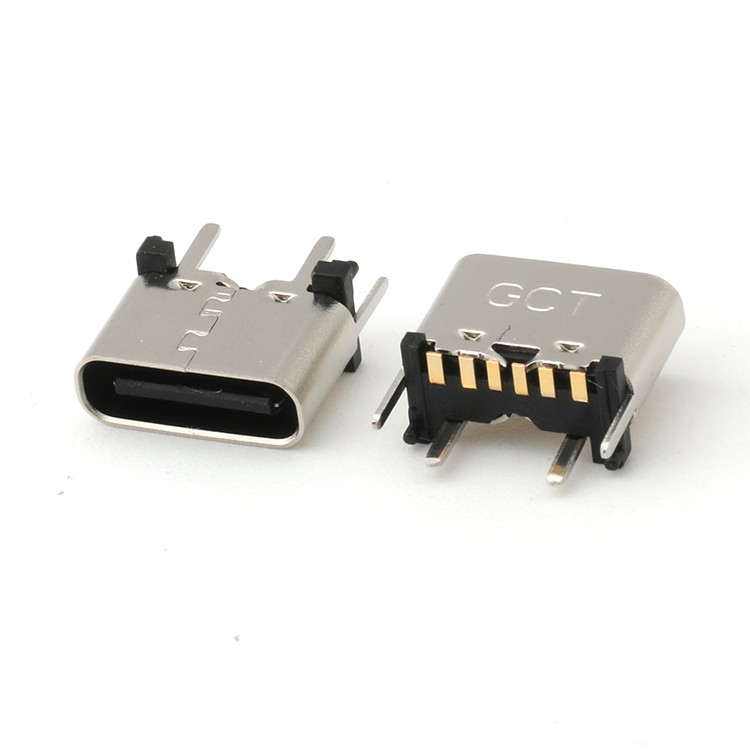USB Type C 6Pin Female Connector Vertical SMT H6.5MM USB-C Female PCB Connector