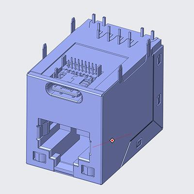 RJ45 to USB 3.1 Type-C 16P Connector Right Angle USB Type C Female to RJ45 Connector with Lights