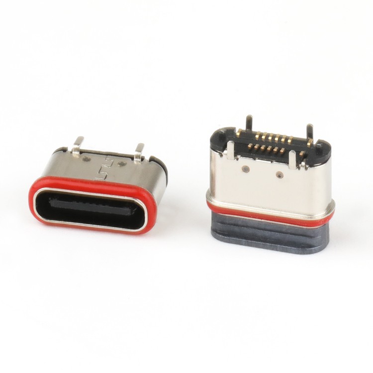 USB Type-C Female Connector 16Pin SMT,H5.9MM IPX6 Waterproof USB C Connector