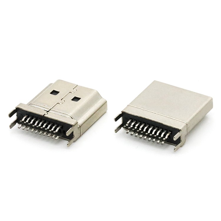 Splint 1.6mm HDMI 19P Male Connector SPCC Shell with Nickel Plated