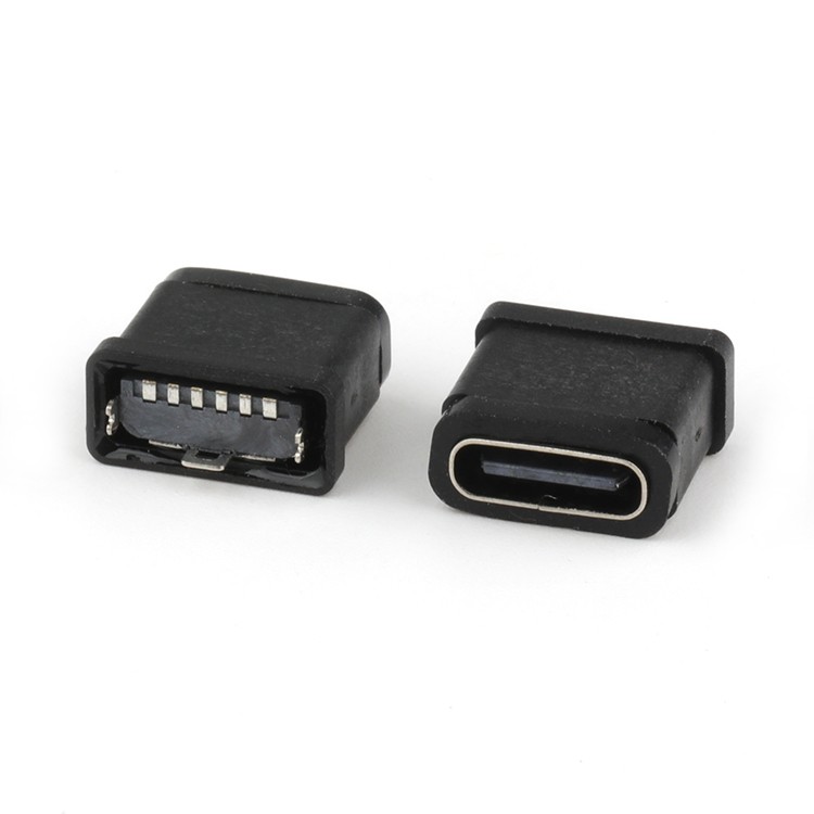 Waterproof USB Type C Connector IPX6 USB Charging Connector,H10.0MM Vertical 6P USB-C Connector