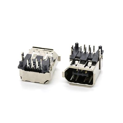 Right Angle 6 Pin IEE1394 USB Jack Female Interface Port PCB Receptacle Connector