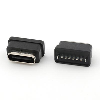 IPX7 Vertical Waterproof USB C Female Connector