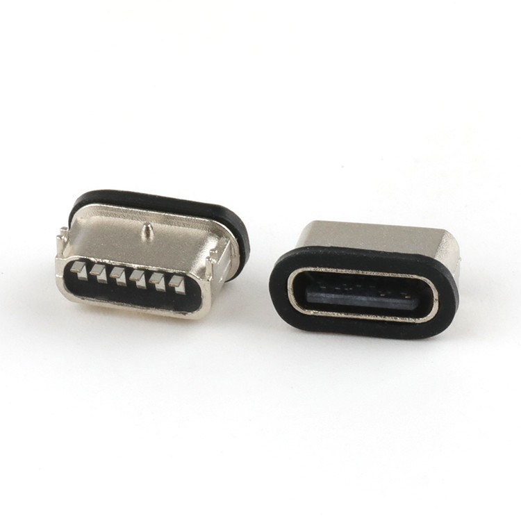 Top Mount IPX7 waterproof USB C Female Connector 6P