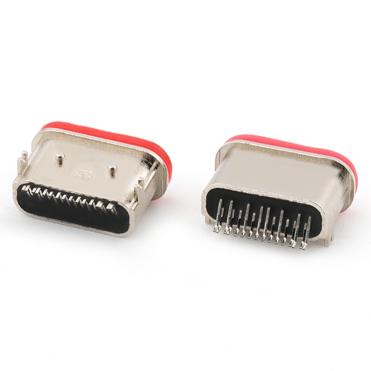 Top Mount Type C Waterproof  USB Female Connector 16P IPX7