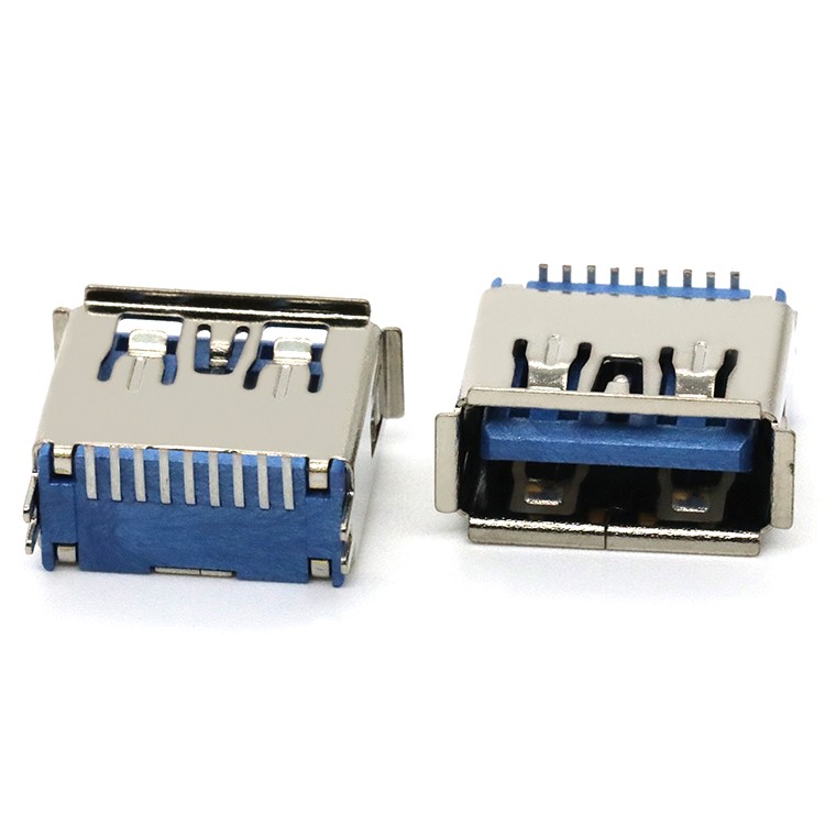 Vertical USB 3.0 Type A Female Connector with Flange 9P