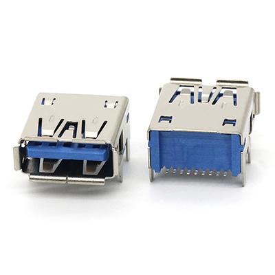Top Mount USB 3.0 A Female SMT Type Connector 9P